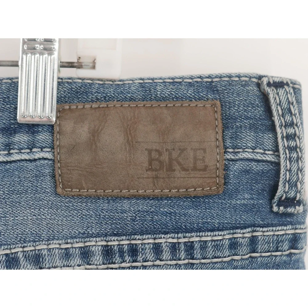 BKE Seth Straight Leg Jeans Blue Medium Wash Distressed Denim Men's 36x31